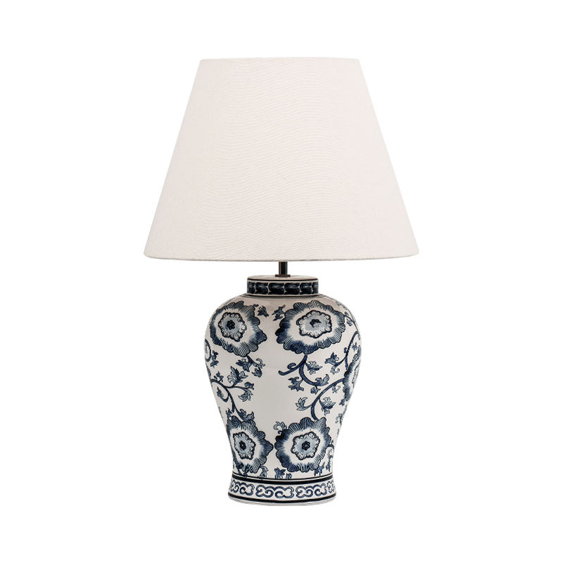 Nouveau Lampe de Table en porcelaine bleue et blanche de Style chinois