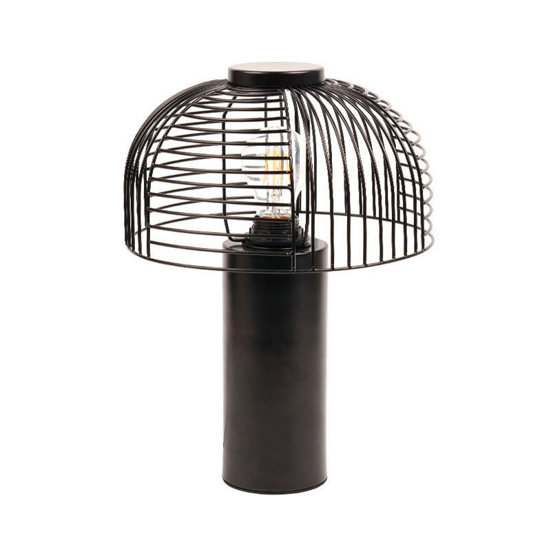 Lampe de table en fer forgé cage à oiseaux noire