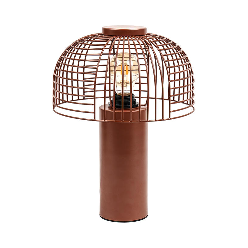 Lampe de table en fer forgé cage à oiseaux noire