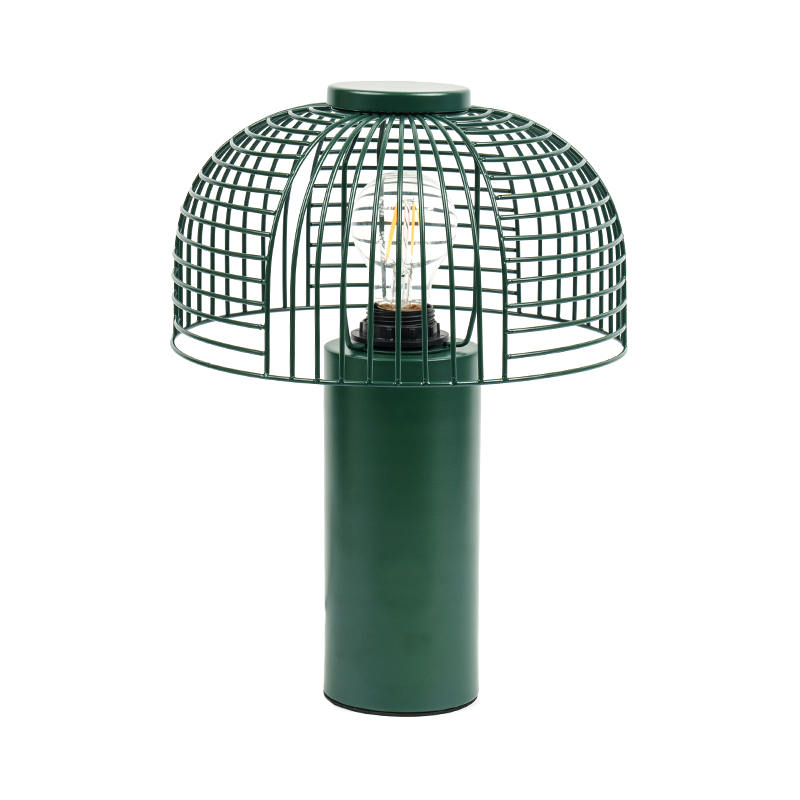 Lampe de table en fer forgé cage à oiseaux noire