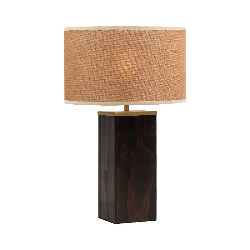 Lampe de table en bois massif et lin artistique