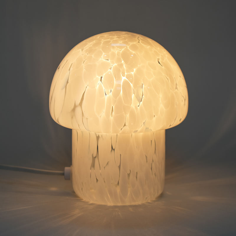 Lampe champignon en verre tacheté