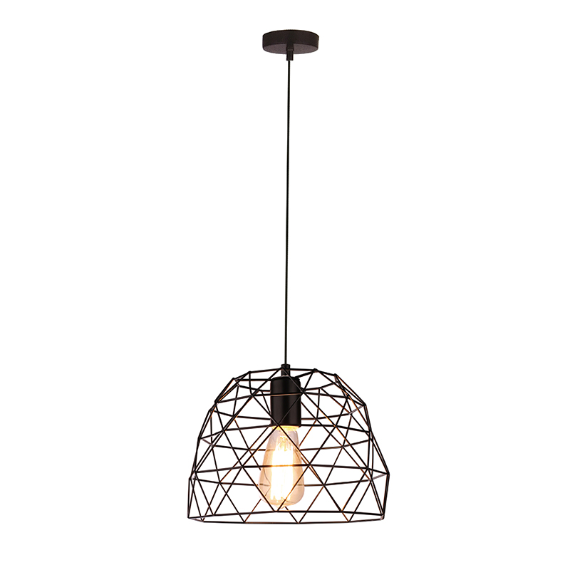 Lustre en fer noir en forme de cage