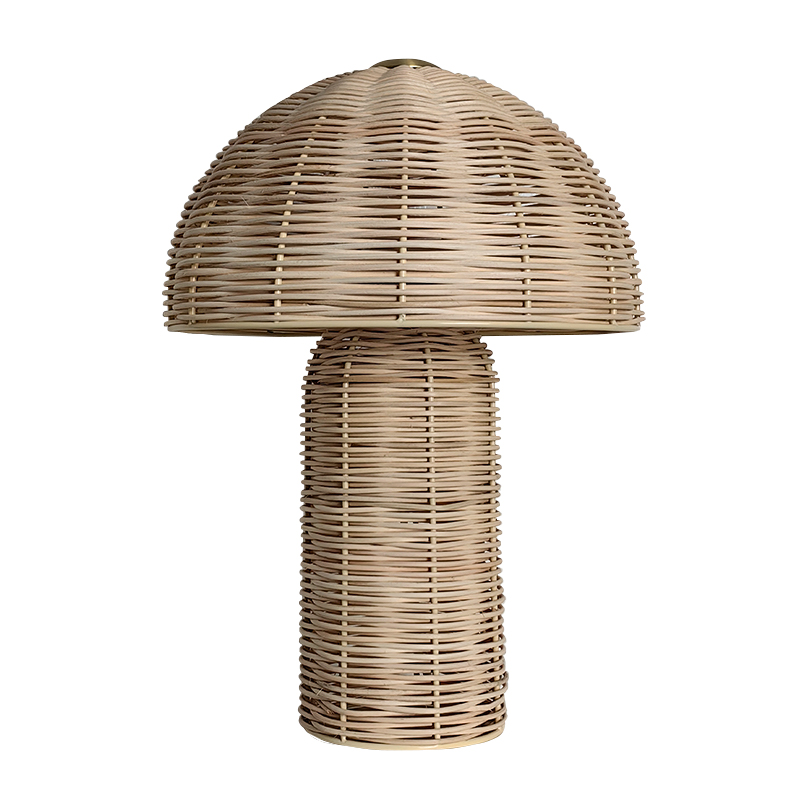 Lampe de table en forme de champignon en rotin