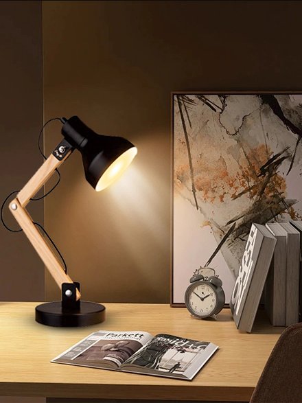 Metal Table Lamp in Use - Reading Desk Setting